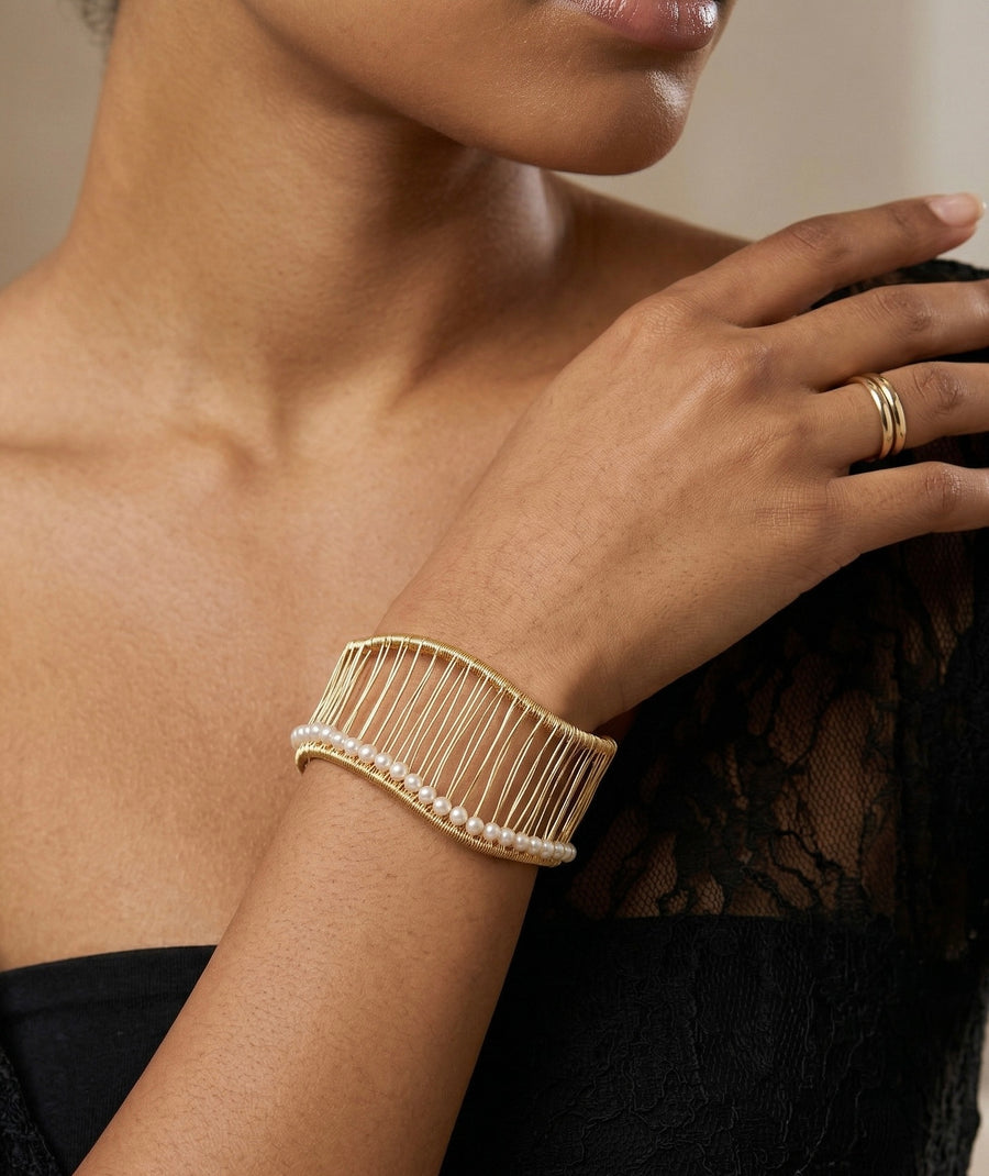 Abacus Pearl Cuff Bangle