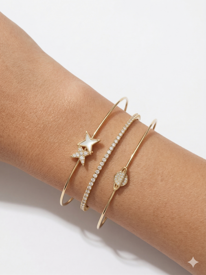 Celeste Trio cuff Stack