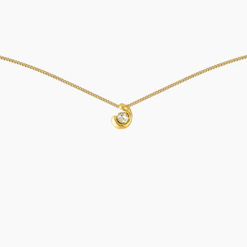 Brushed Mood Crescent Solitaire Necklace