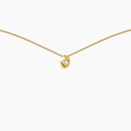 Brushed Mood Crescent Solitaire Necklace