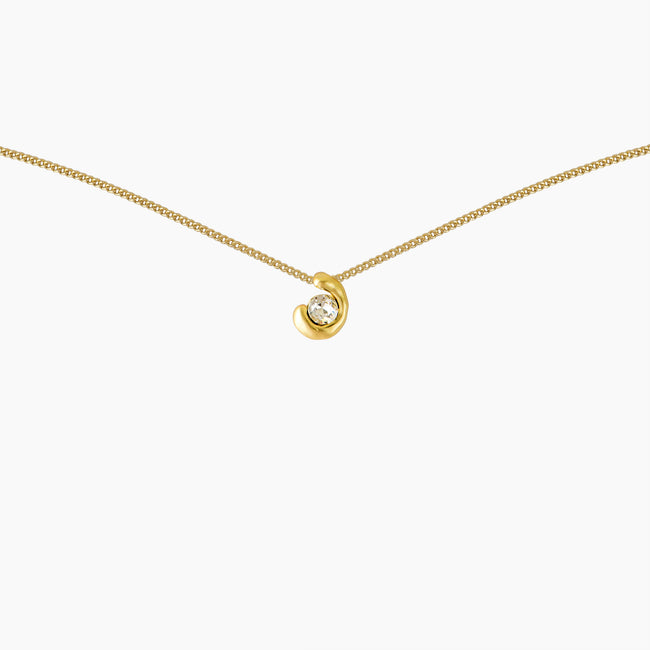Brushed Mood Crescent Solitaire Necklace
