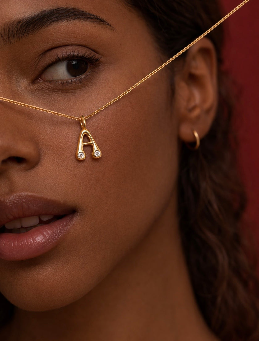 Duo Diamond Initial Necklace