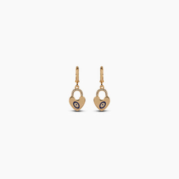 Evil Eye Heart Lock Earrings