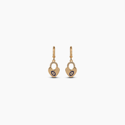Evil Eye Heart Lock Earrings