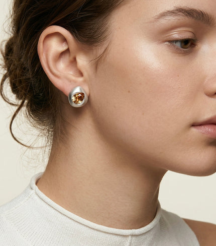 Brushed Mood Whiskey Contour Earrings