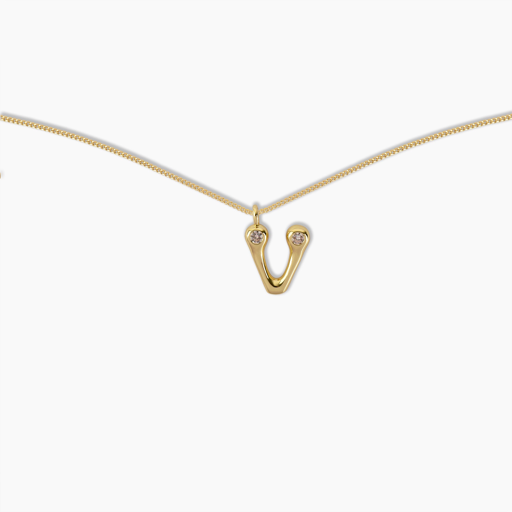 Duo Diamond Initial Necklace