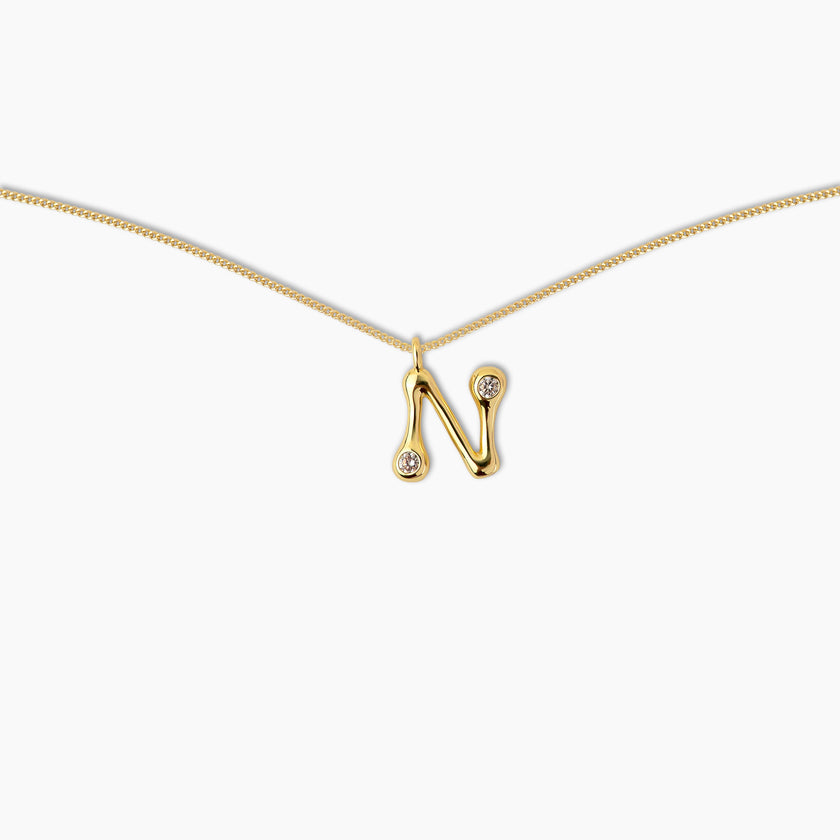 Duo Diamond Initial Necklace