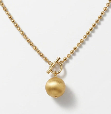 Brushed Gold Orb Toggle Necklace