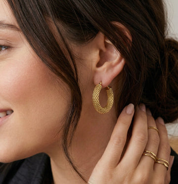 Gold Lattice Hoop Earrings