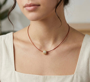 Diamond Barrel Cord Necklace