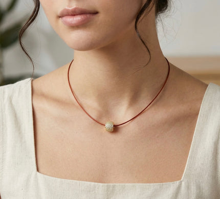 Diamond Barrel Cord Necklace