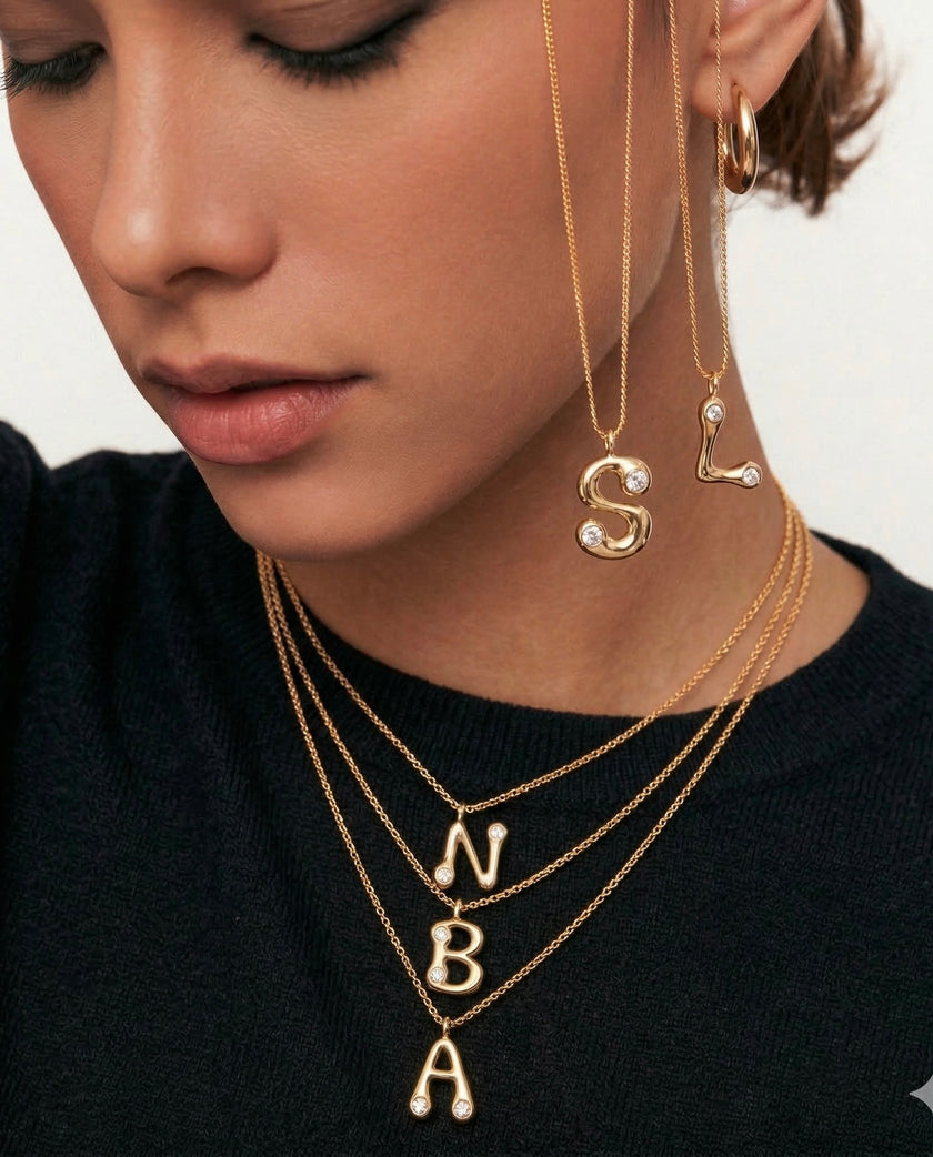 Duo Diamond Initial Necklace