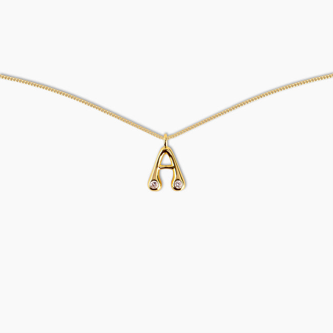Duo Diamond Initial Necklace