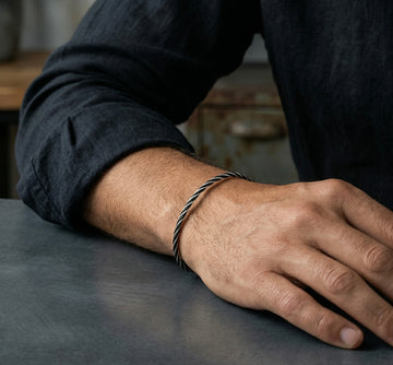 Dual Helix Black Cable Bracelet