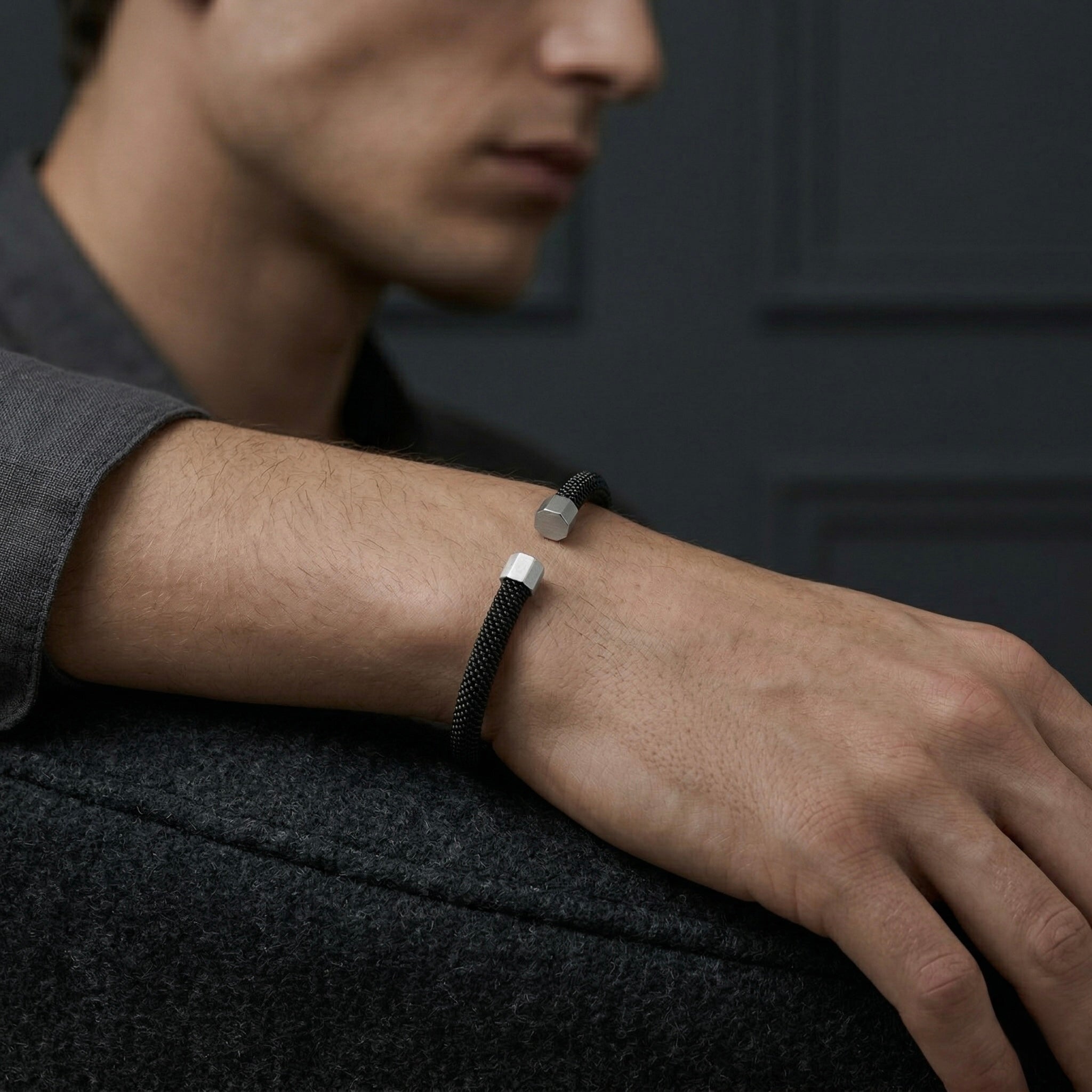 Midnight Mesh Cuff Bracelet