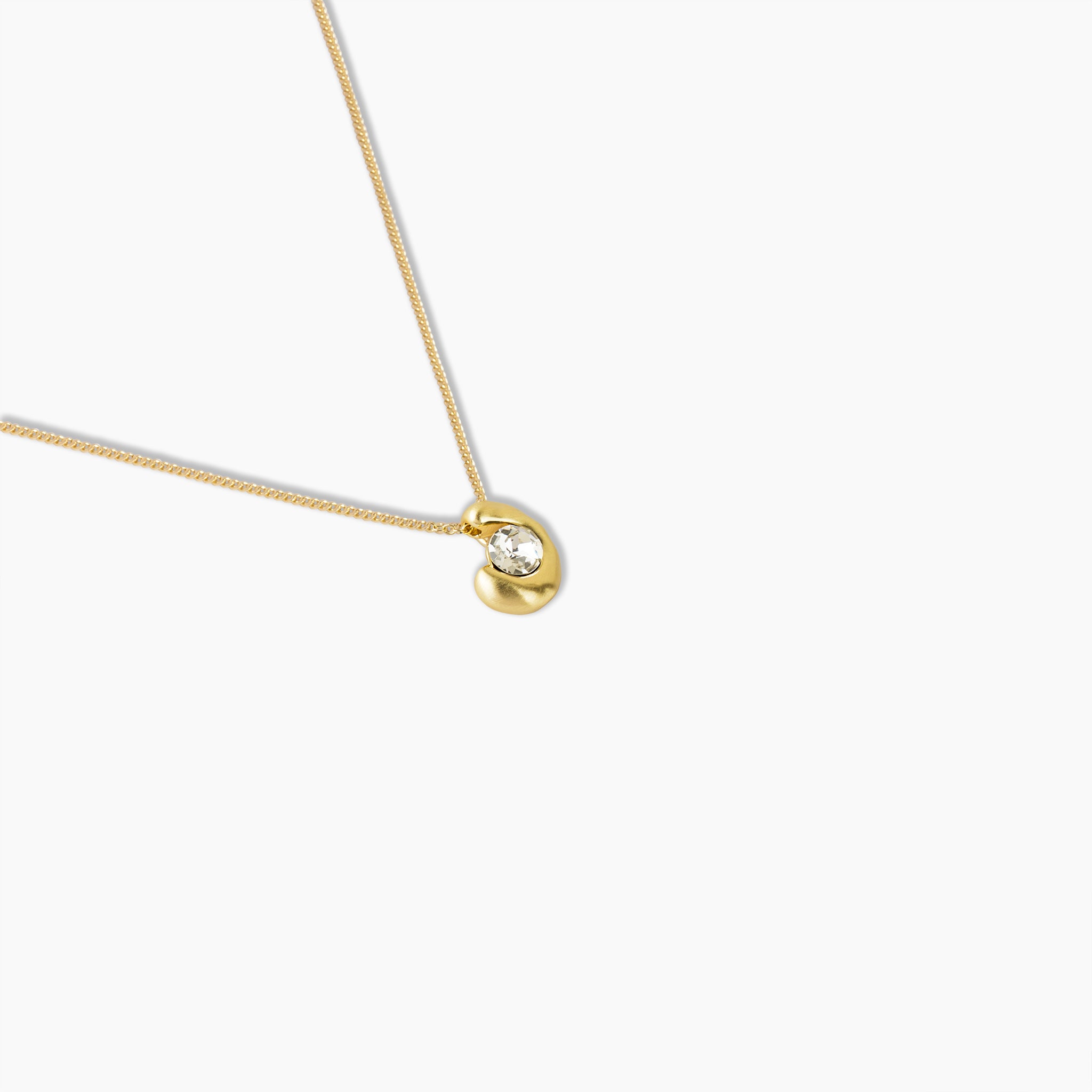 Brushed Mood Crescent Solitaire Necklace