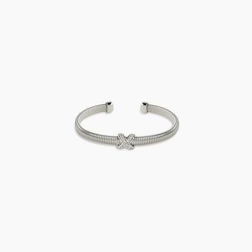 White Gold Crisscross Ribbed Cuff