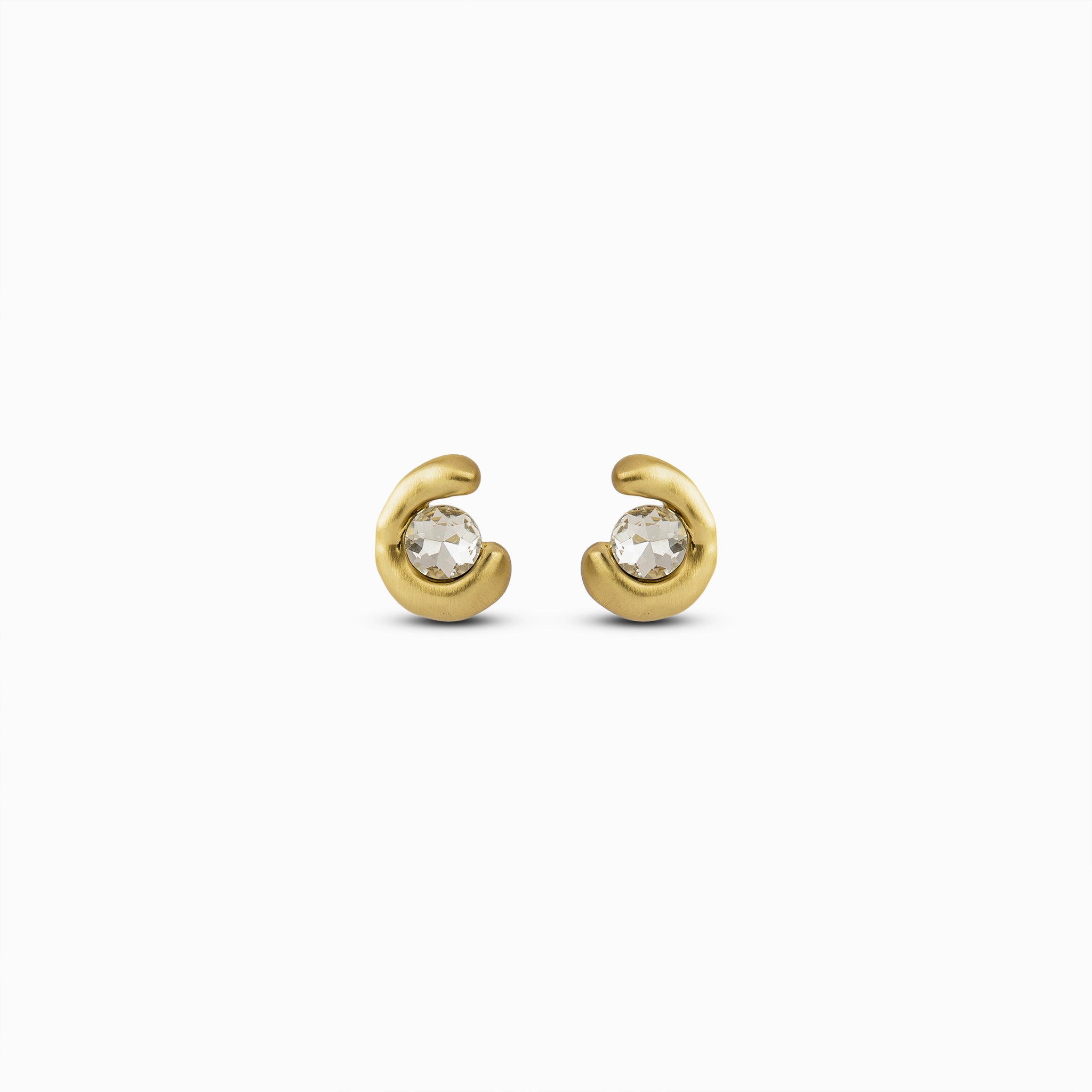 Brushed Mood Crescent Solitaire Studs