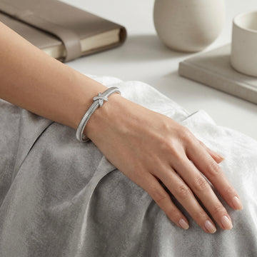 White Gold Crisscross Ribbed Cuff