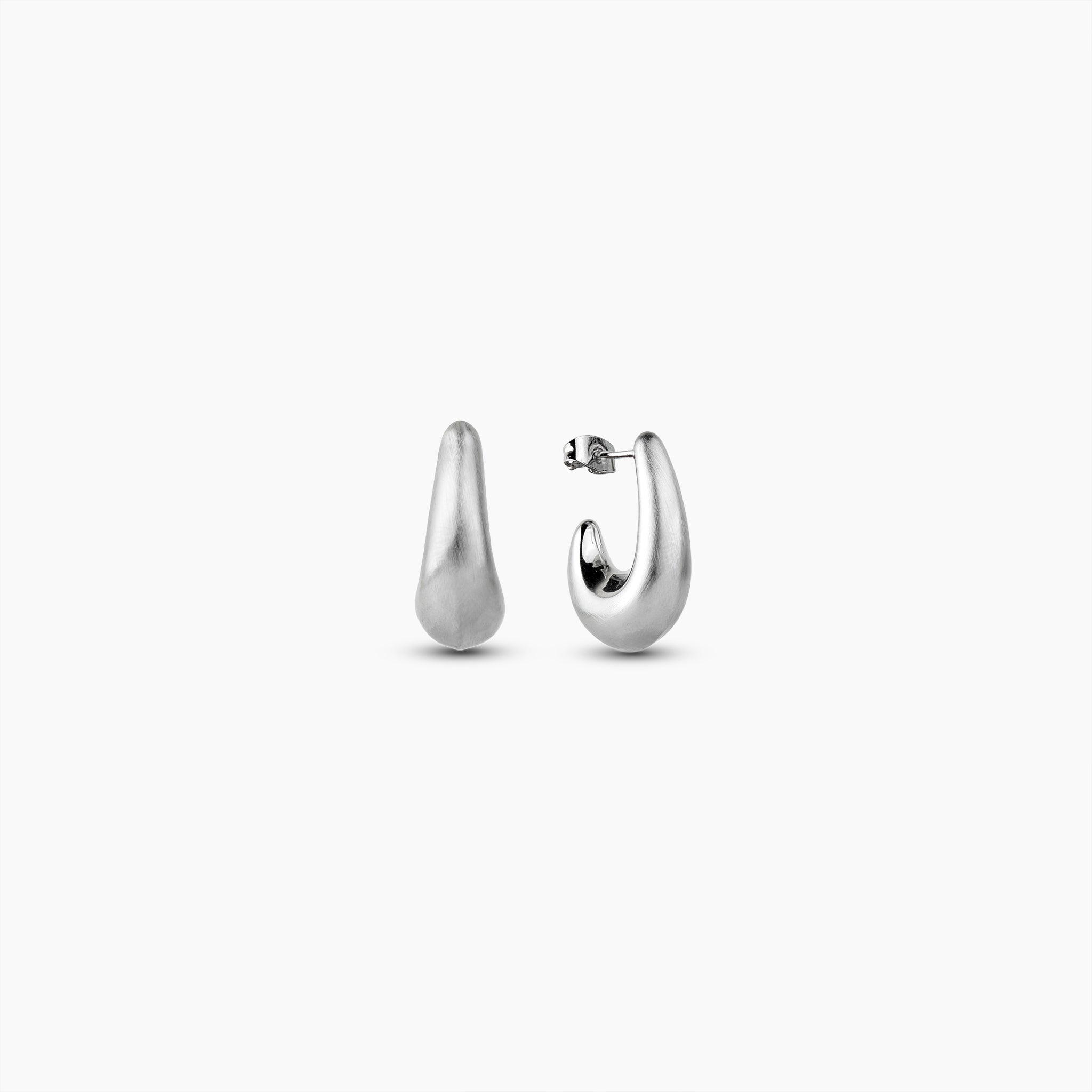 Brushed Mood Silver Hoops