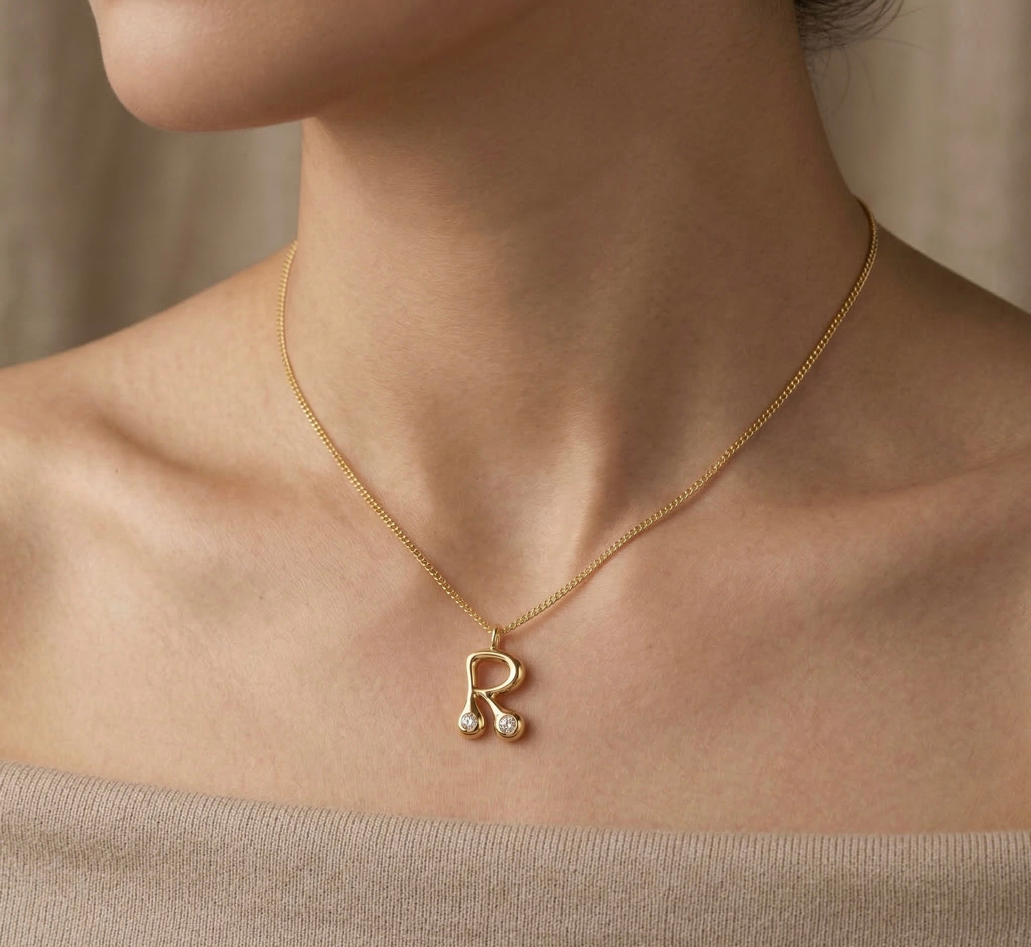 Duo Diamond Initial Necklace