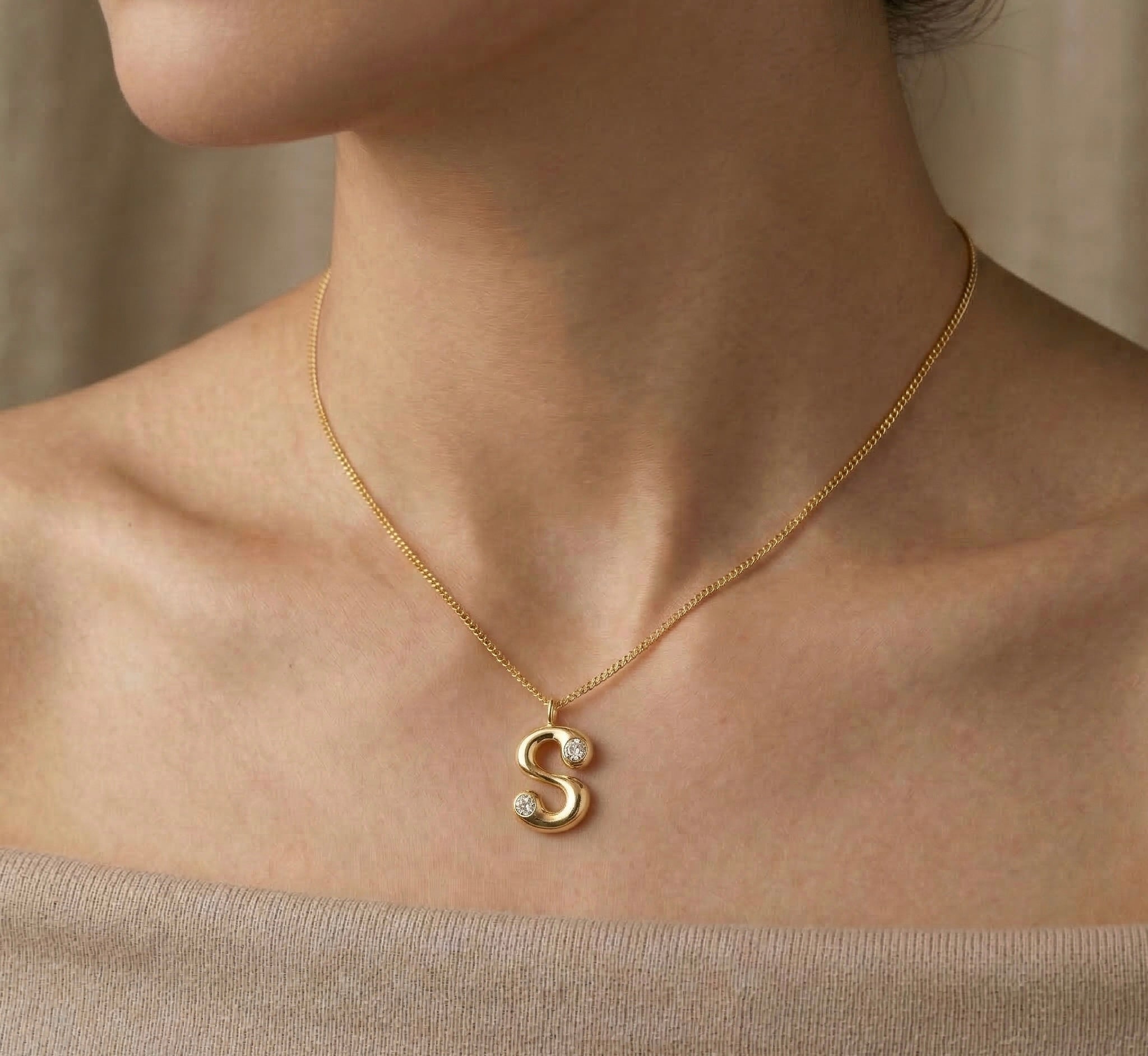 Duo Diamond Initial Necklace