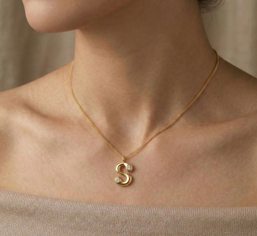 Duo Diamond Initial Necklace