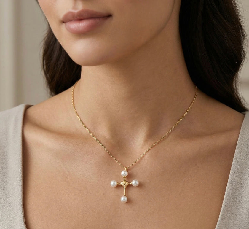 Cross Pearl Necklace