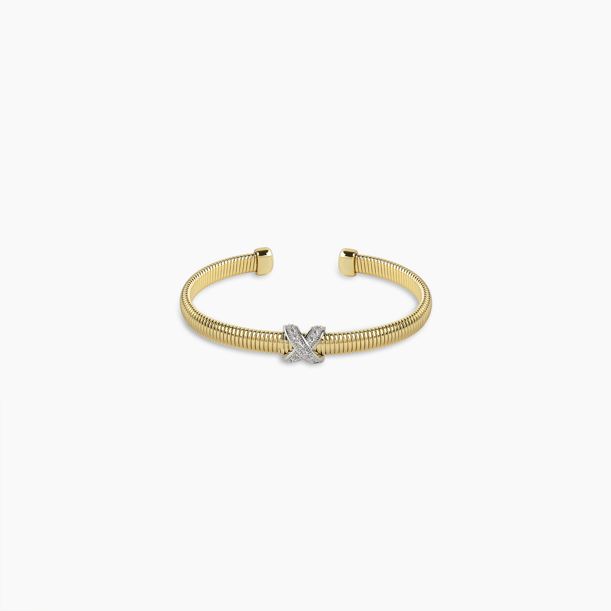 Gold Crisscross Ribbed Cuff