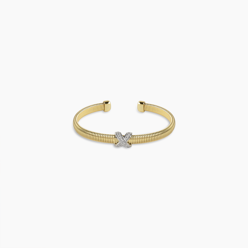 Gold Crisscross Ribbed Cuff