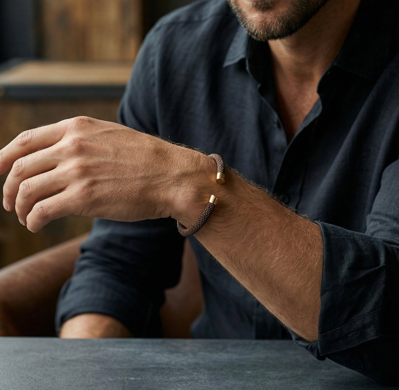 Mocha Mesh Cuff Bracelet